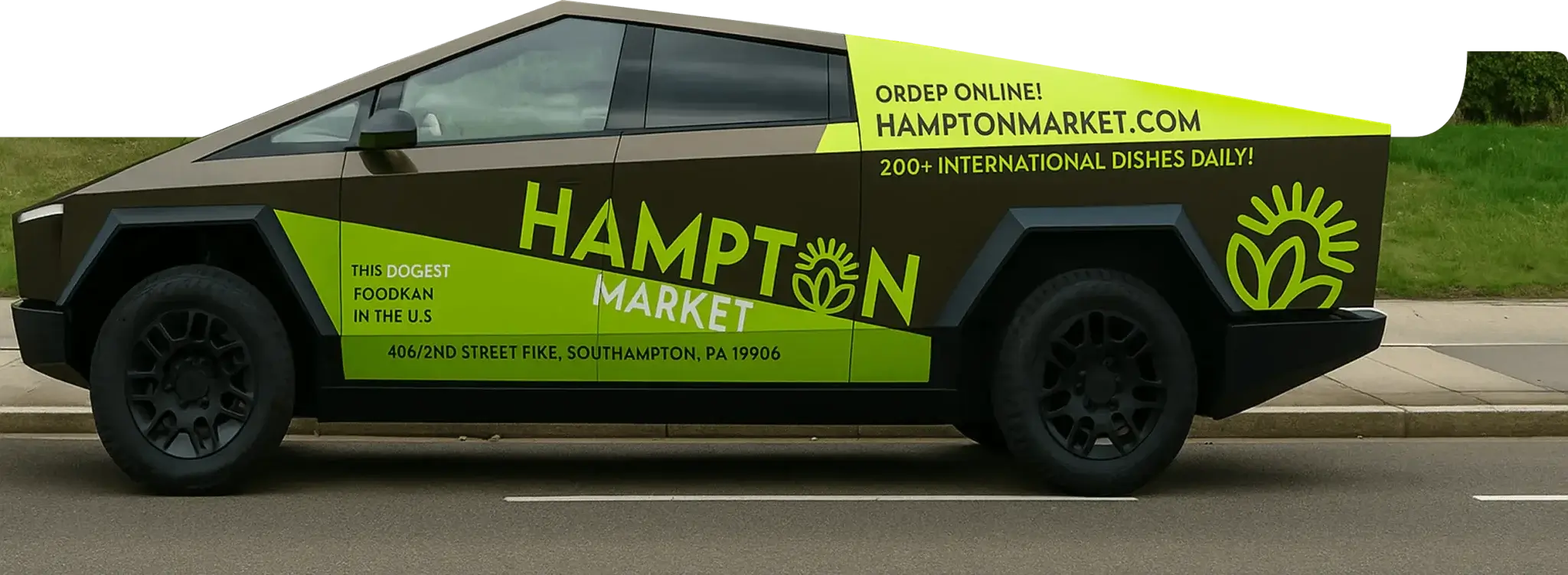 Fleet vehicle wrap realized by ukie brothers for Hampton Market - local food market