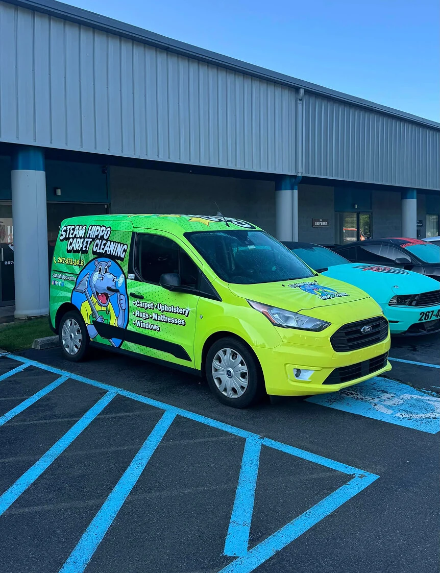 fleet car wrap project for Steam Hippo designed and wrapped by Ukie Brothers in Huntingdon Valley